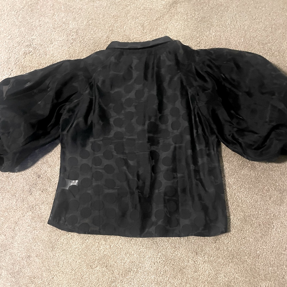 Garcia black polka dot blouse with balloon sleeves size large